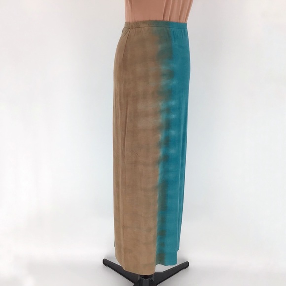 Laila Jayde Teal & Brown Slitted Maxi Skirt, Small - Picture 9 of 16